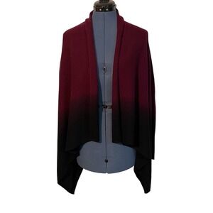 Bloomingdales Women 100% 2 Ply Cashmere Dip Dye Open Cardigan Asymm Artsy Cozy S